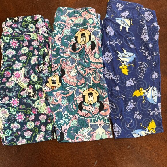 LuLaRoe 3 pack Buttery Soft DISNEY Leggings NEW Size OS — Minne, Alice, Jasmine - Picture 1 of 8
